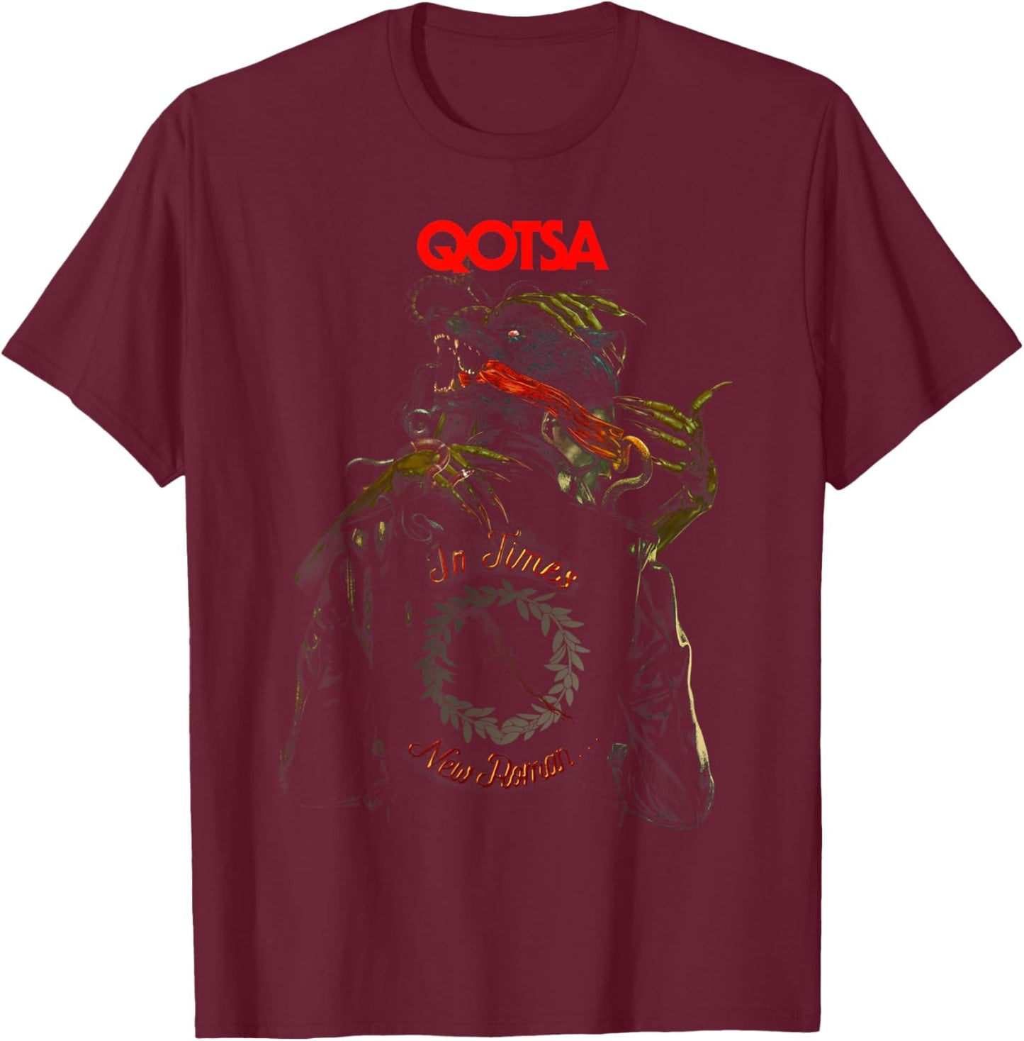 Official Queens of the Stone Age in Time , Black, S T-Shirt - T-Shirt | Maroon