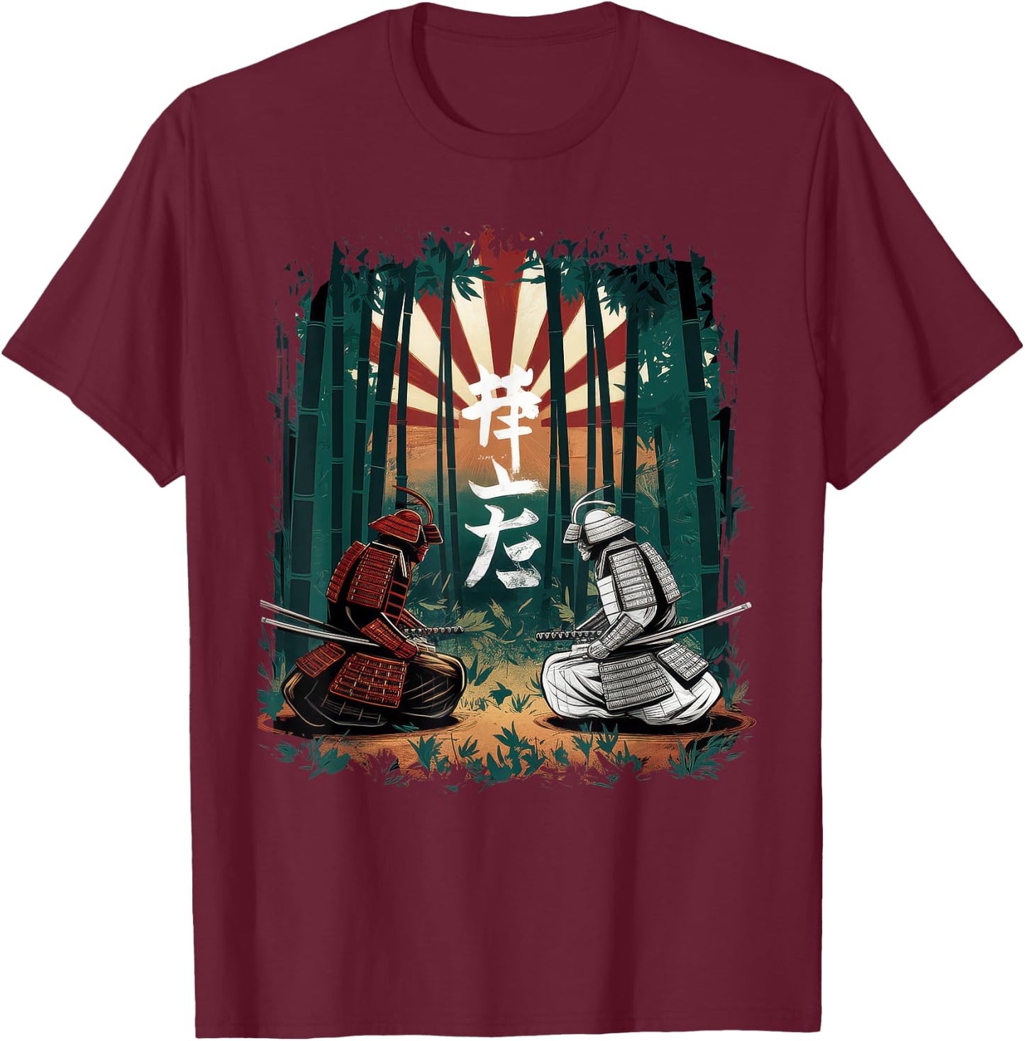 Japan Samurai Tokyo Martial Arts Sword Edgy , Black, S T-Shirt - T-Shirt | Maroon