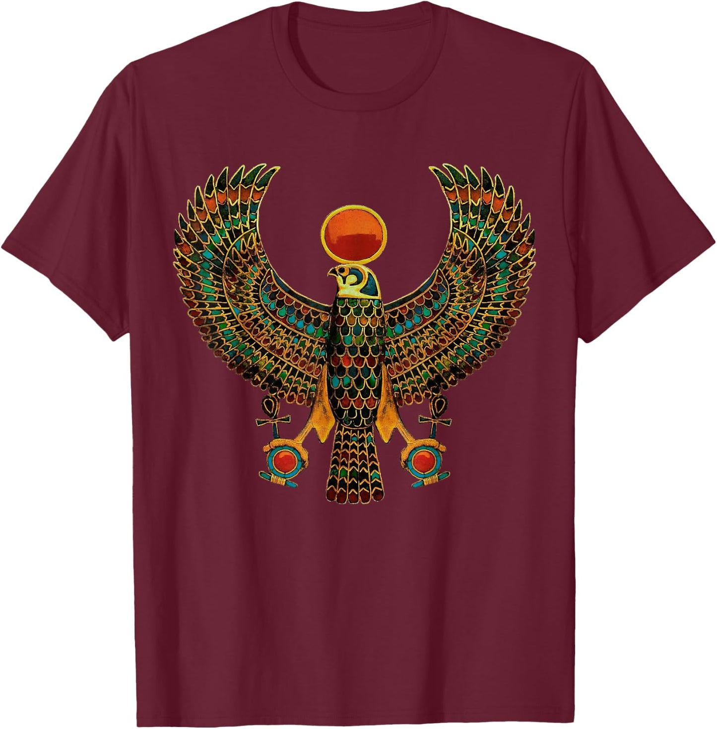 Horus Ancient Egyptian Falcon Hieroglyph T-Shirt - T-Shirt | Maroon