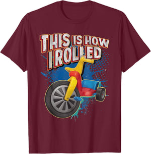 Vintage Funny Tricycle Meme Retro This is How I Rolled T-Shirt - T-Shirt | Maroon