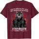 with German Text "Heute möchte ich was mit Menschen machen Schubsen wäre toll", black T-Shirt - T-Shirt | Maroon