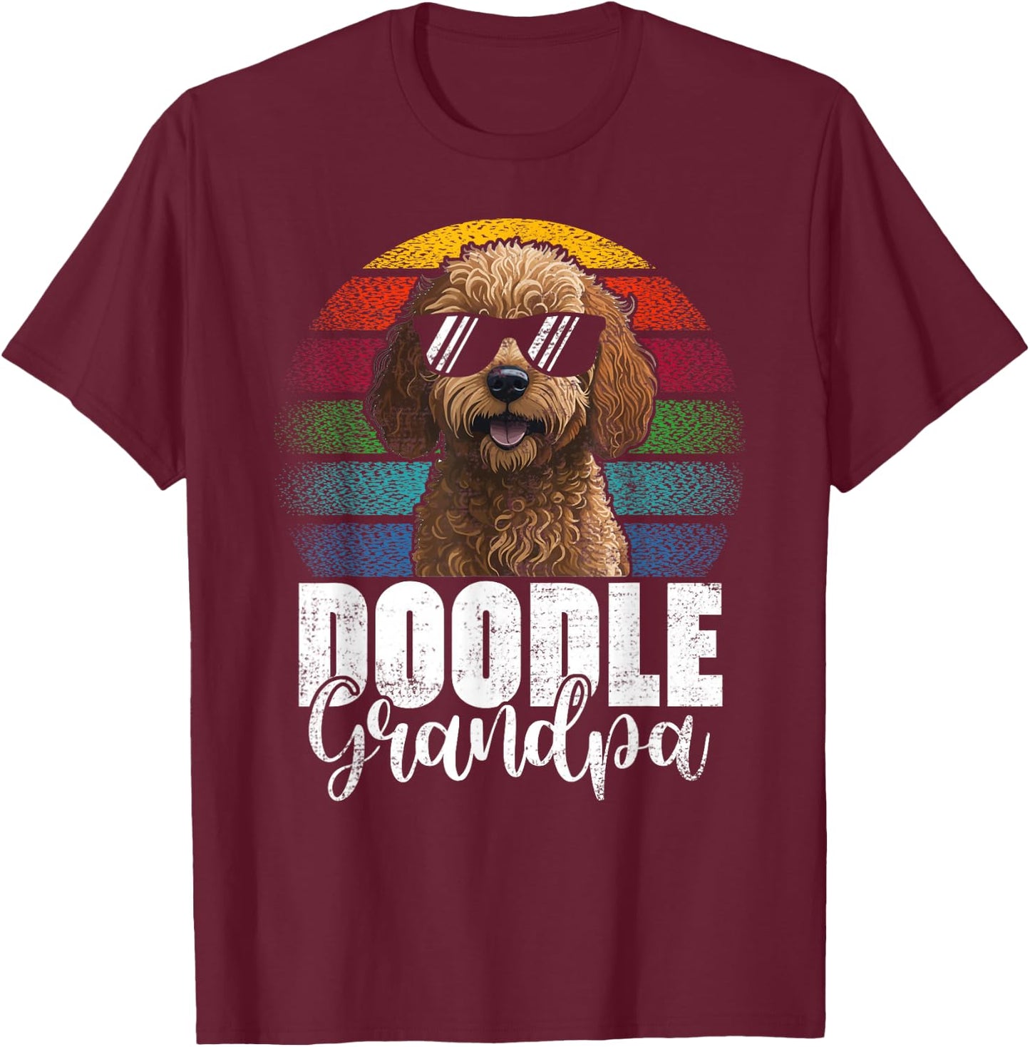 Retro Doodle Grandpa Goldendoodle Dog Lover Fathers Day Men T-Shirt - T-Shirt | Maroon