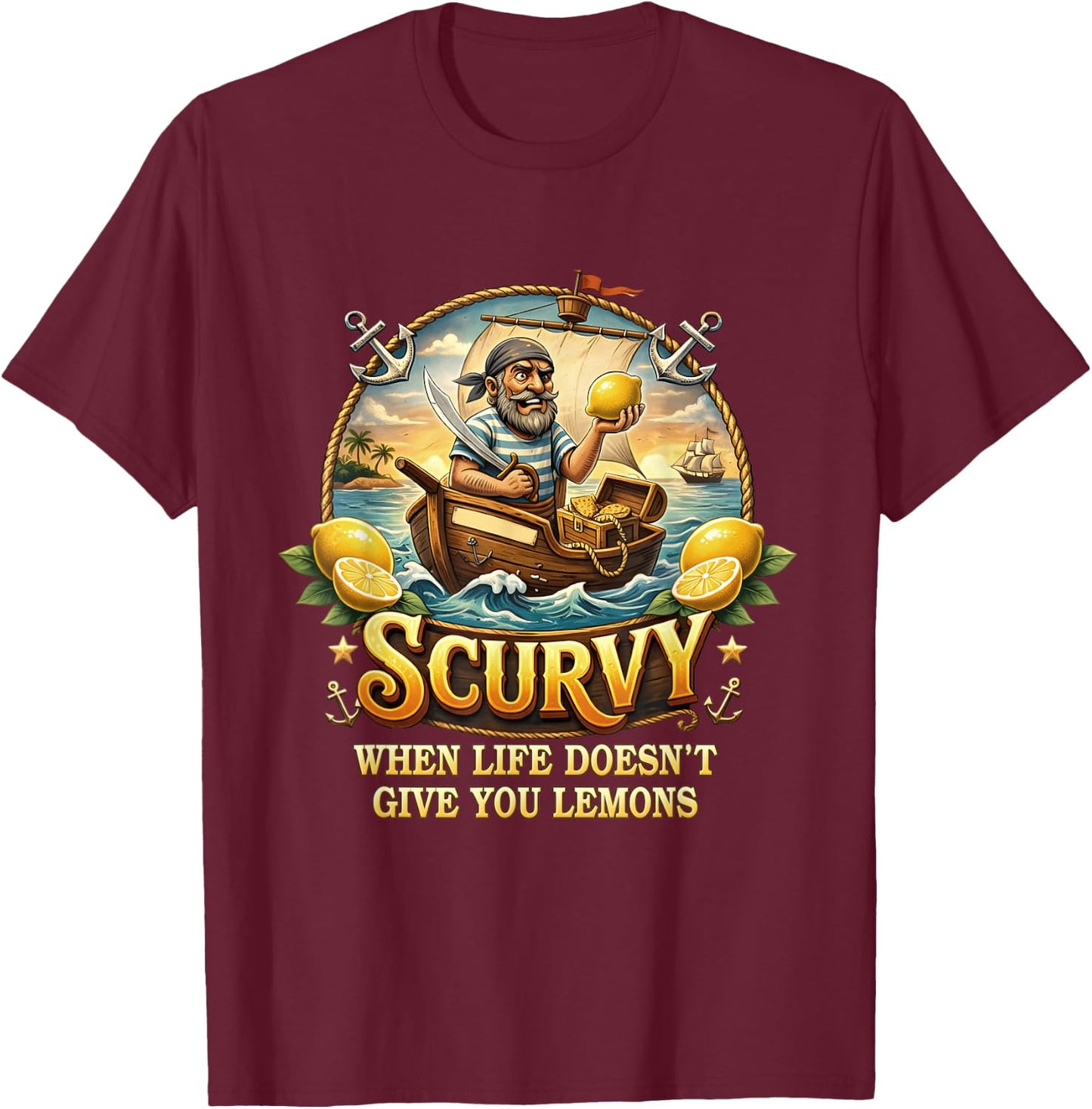 Ship Sailing T-Shirt - T-Shirt | Maroon