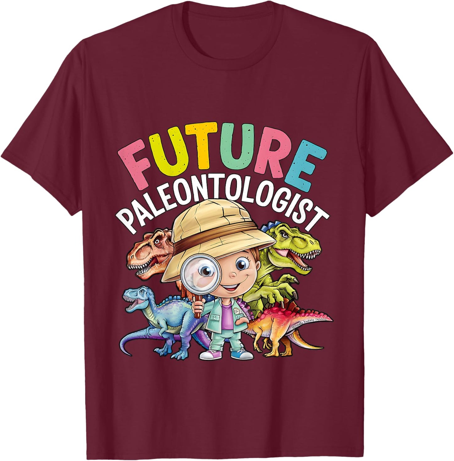Cute Dinosaur Expert Future Paleontologist T-Shirt - T-Shirt | Maroon