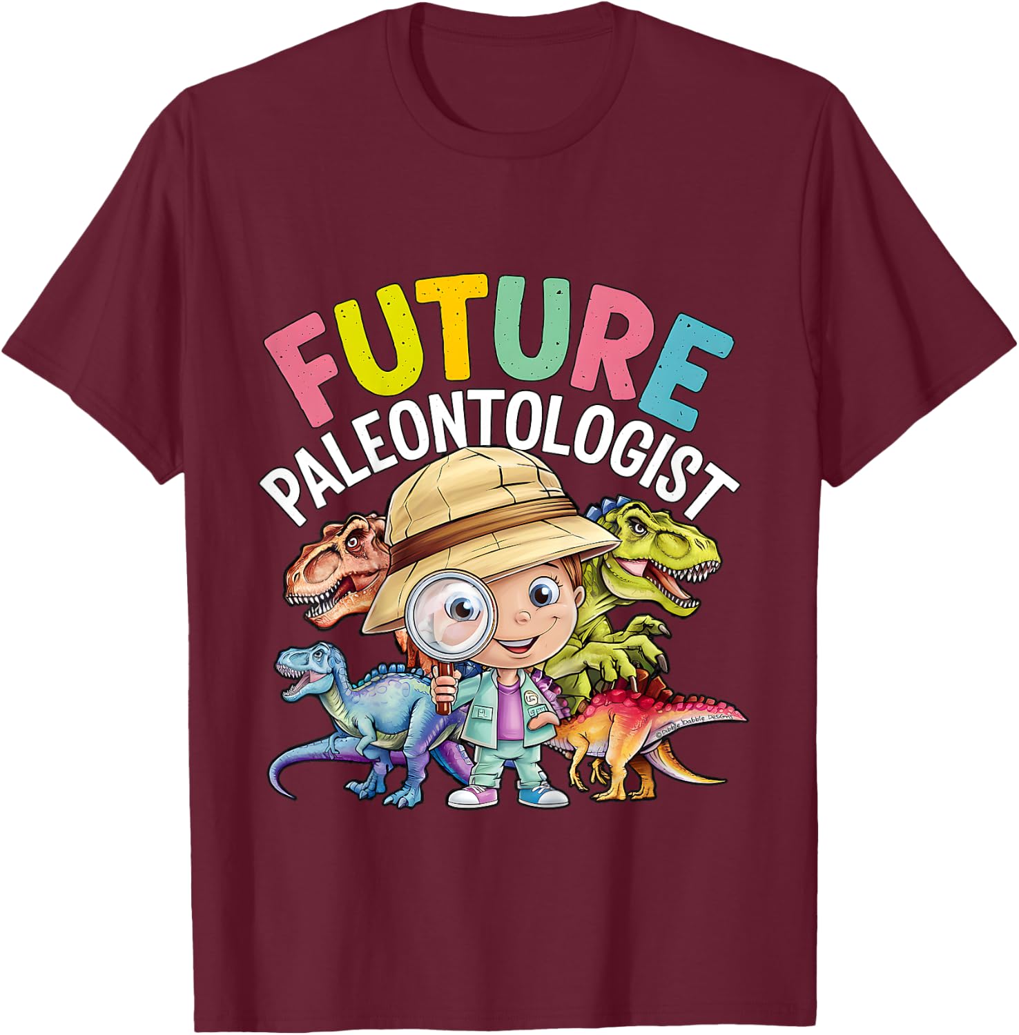 Cute Dinosaur Expert Future Paleontologist T-Shirt - T-Shirt | Maroon