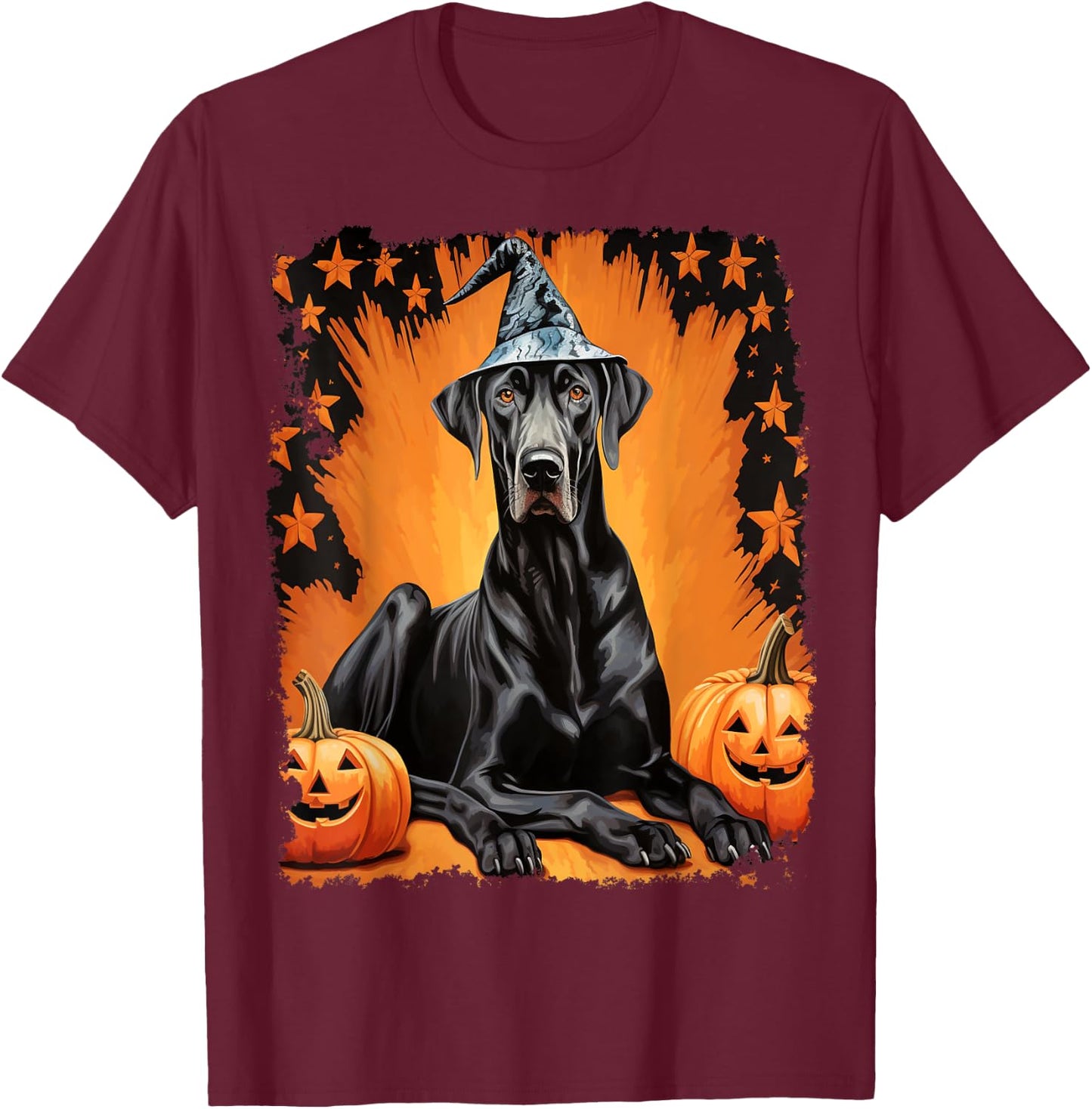 Great Dane Halloween Dog Men Women Kids T-Shirt - T-Shirt | Maroon