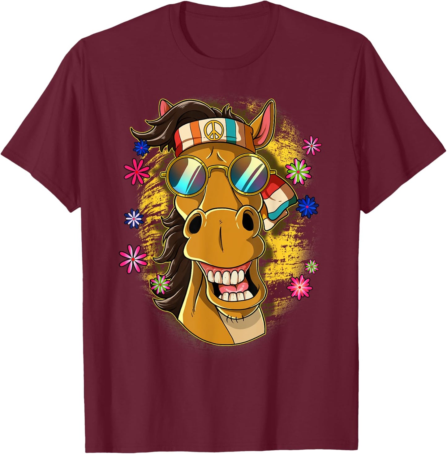 60s 70s Groovy Hippie Costume, black T-Shirt - T-Shirt | Maroon