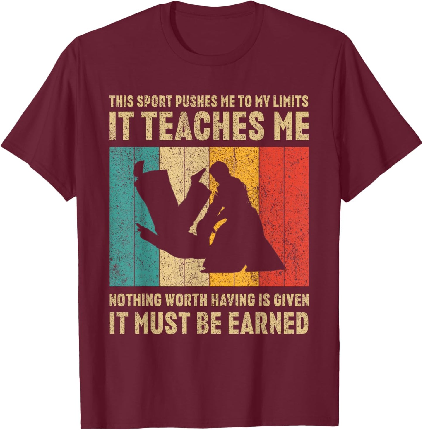 It Must Be Earned Vintage Aikido Martial Arts T-Shirt - T-Shirt | Maroon