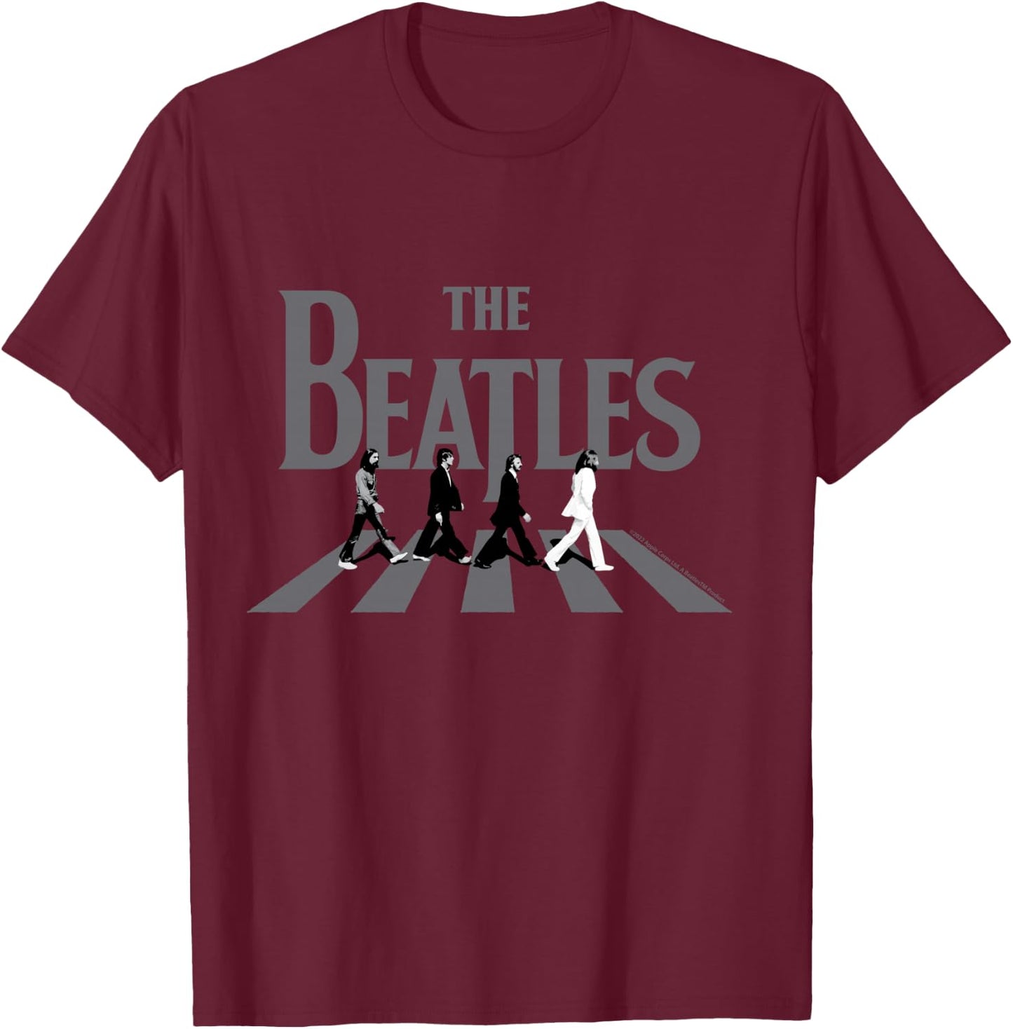 The Beatles Abbey Road Grayscale Album Cover T-Shirt - T-Shirt | Maroon