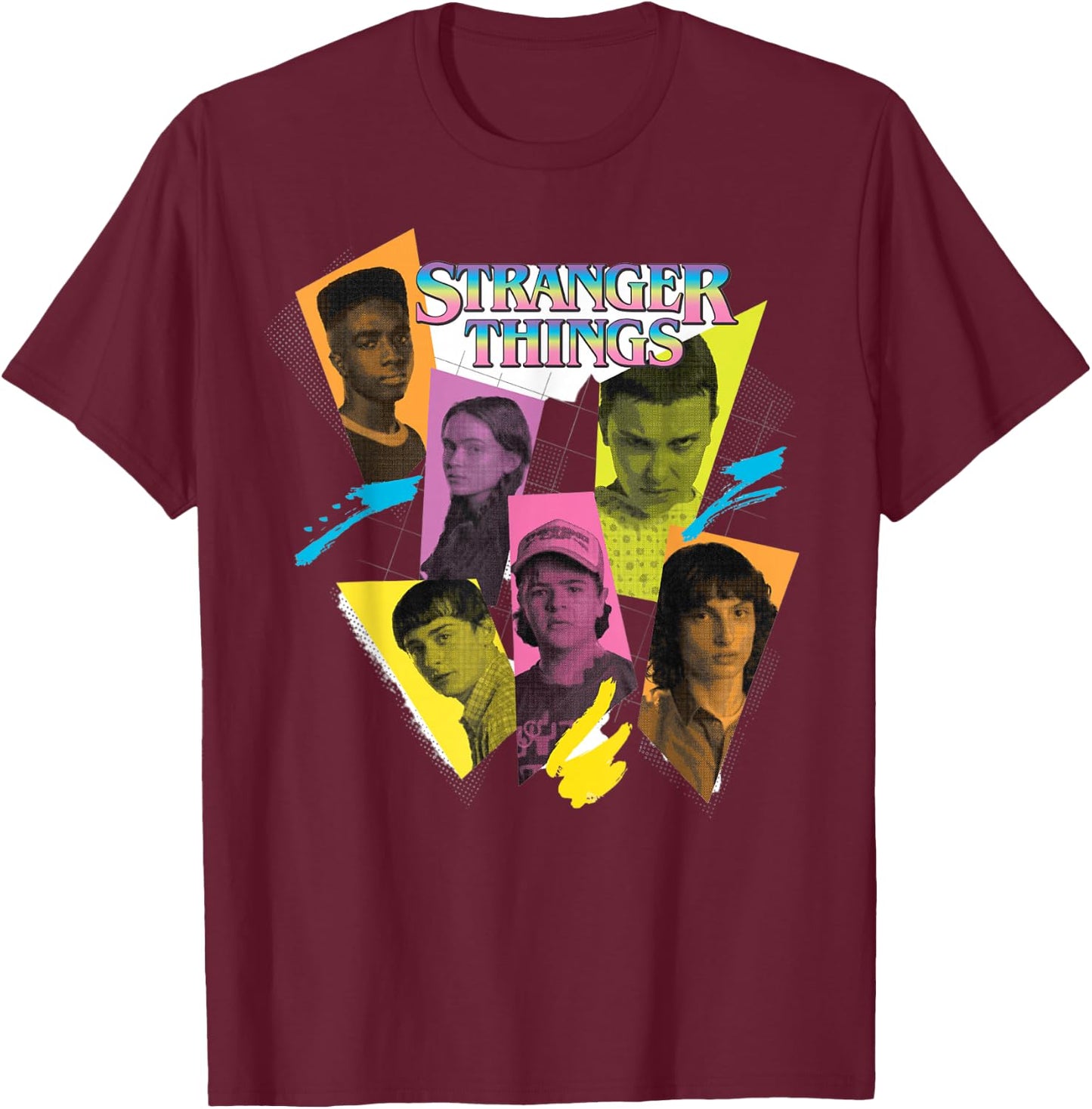 Stranger Things 4 Lucas, Max, Dustin, Eleven, Mike T-Shirt - T-Shirt | Maroon
