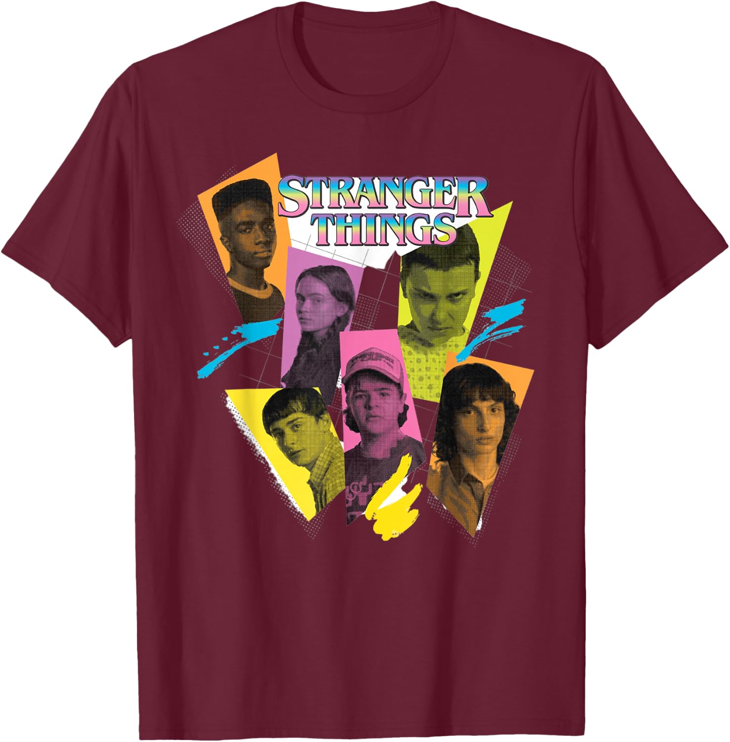 Stranger Things 4 Lucas Max Dustin Eleven Mike , black T-Shirt - T-Shirt | Maroon