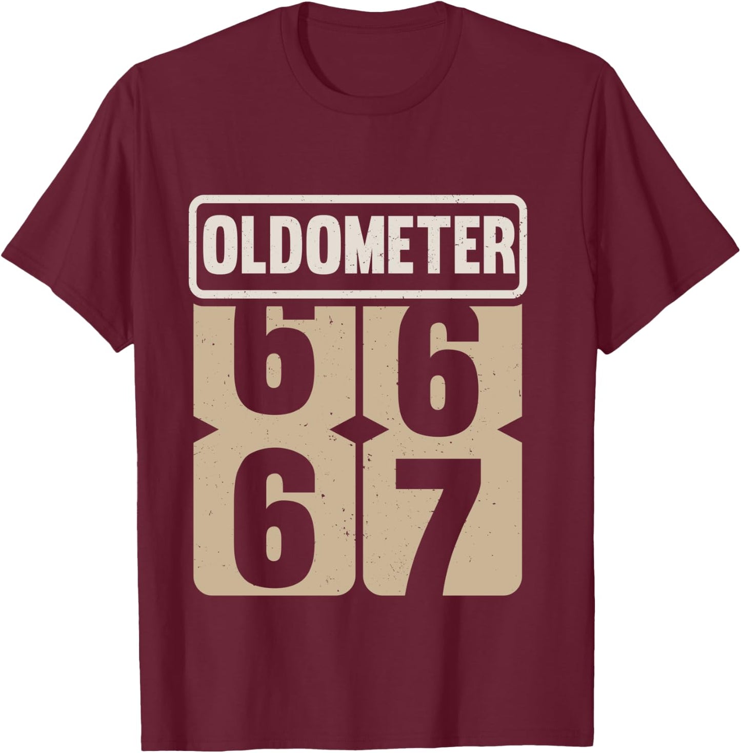 Vintage Legend 67 Years Old Oldometer 66-67 Men Women Bday T-Shirt - T-Shirt | Maroon