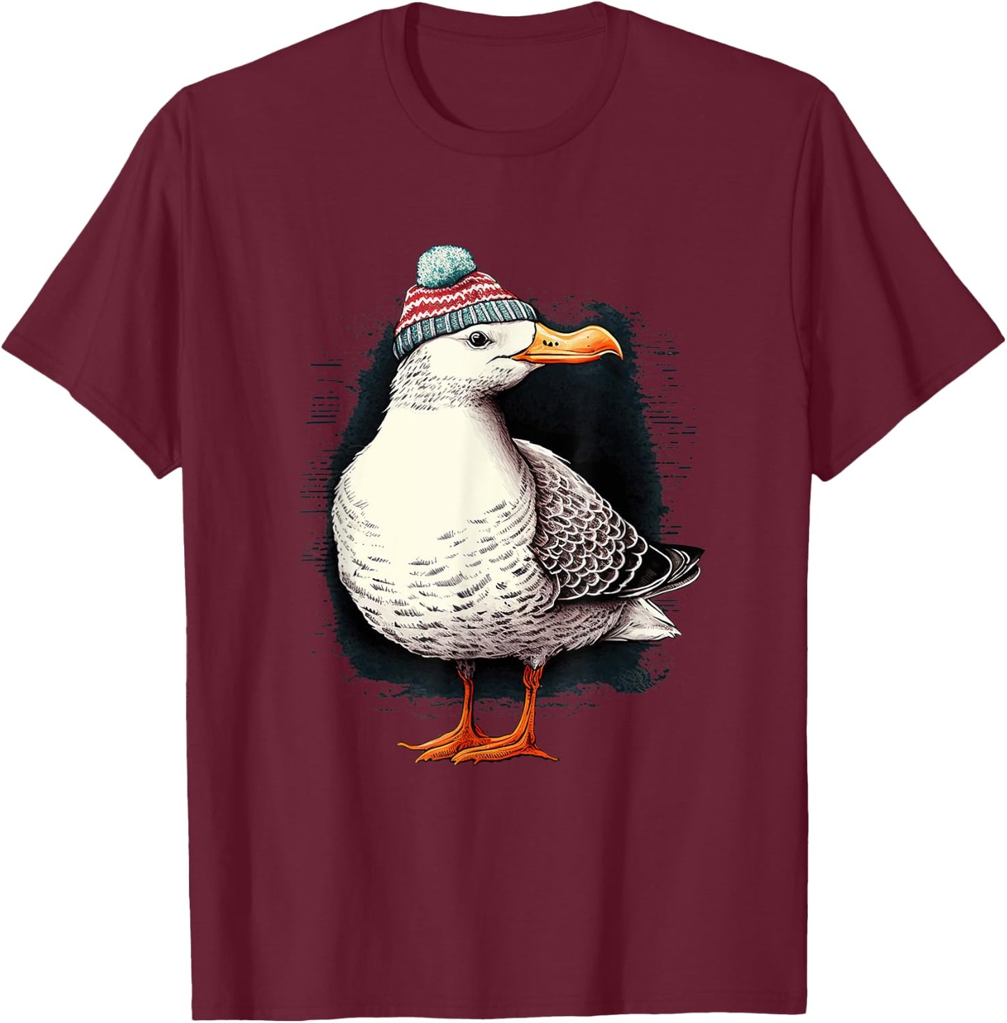 women men apparel: Funny animals design seagull T-Shirt - T-Shirt | Maroon