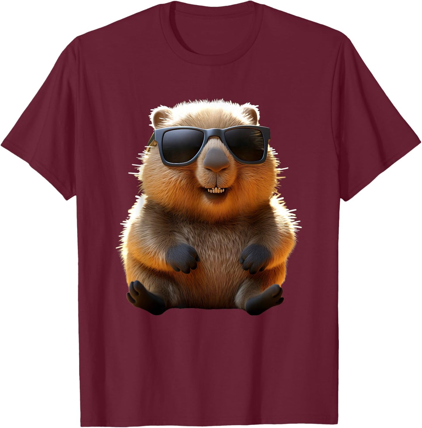 Wombat with Sunglasses Australia Marsupial Cute Wombat , black T-Shirt - T-Shirt | Maroon