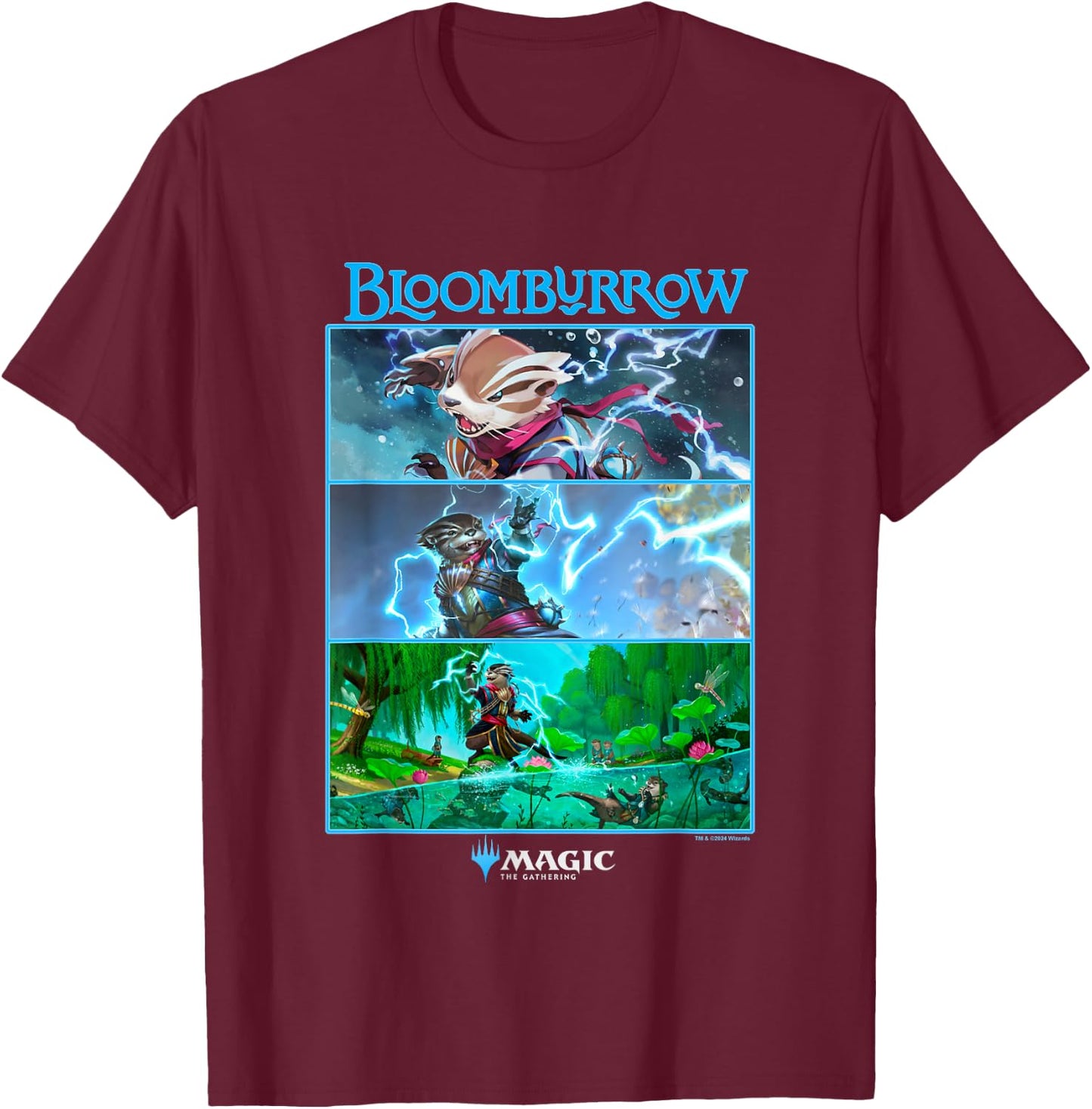 Magic: The Gathering Bloomburrow Panels , Black, S T-Shirt - T-Shirt | Maroon