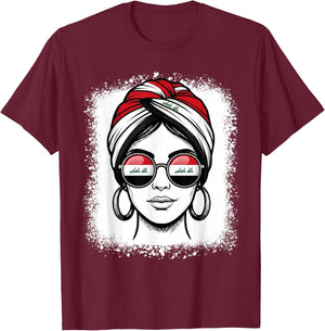 Iraq Flag Turban Woman National Pride Travel T-Shirt - T-Shirt | Maroon