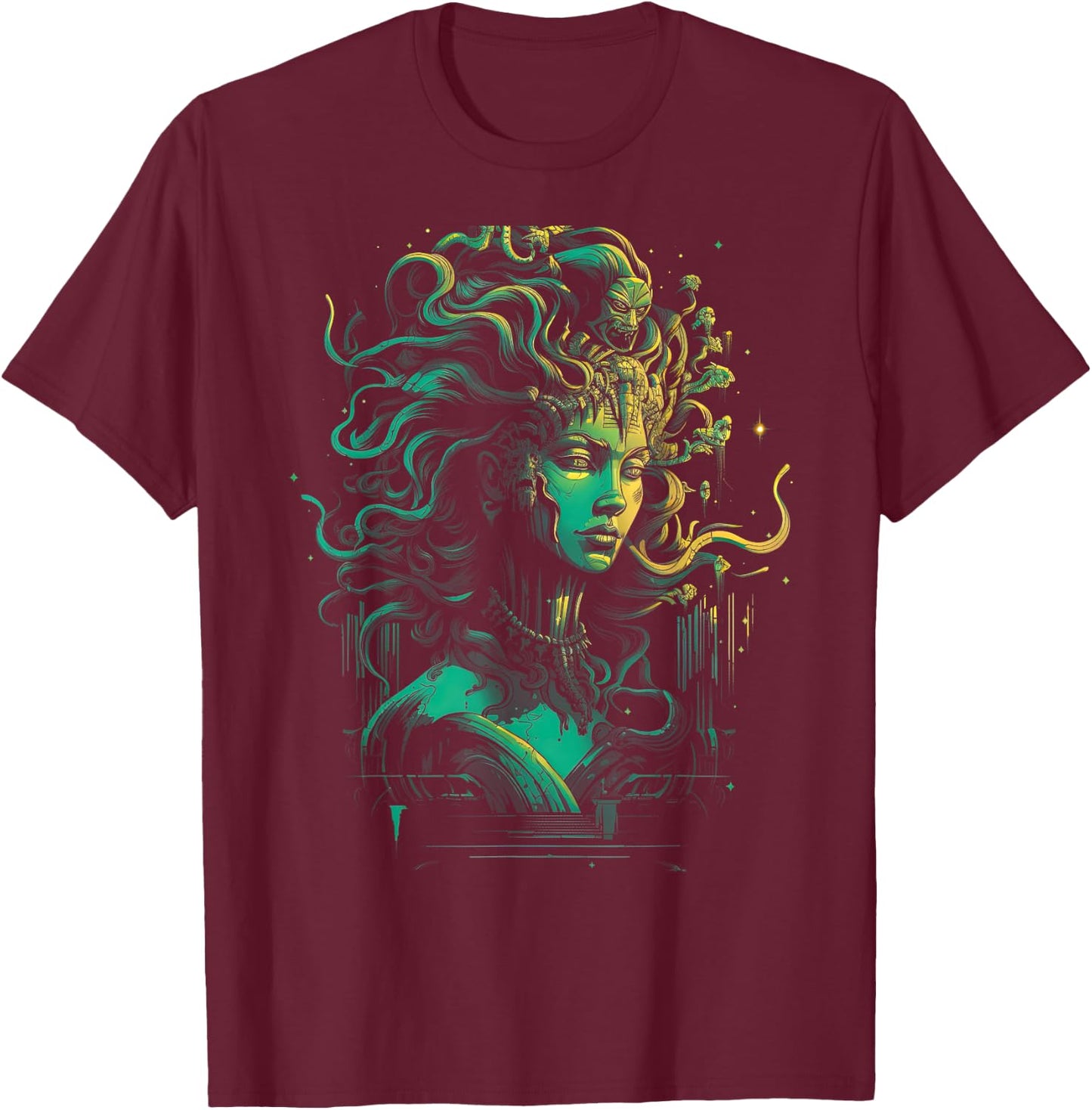 Medusa Snakes Monster Petrification Ancient T-Shirt - T-Shirt | Maroon