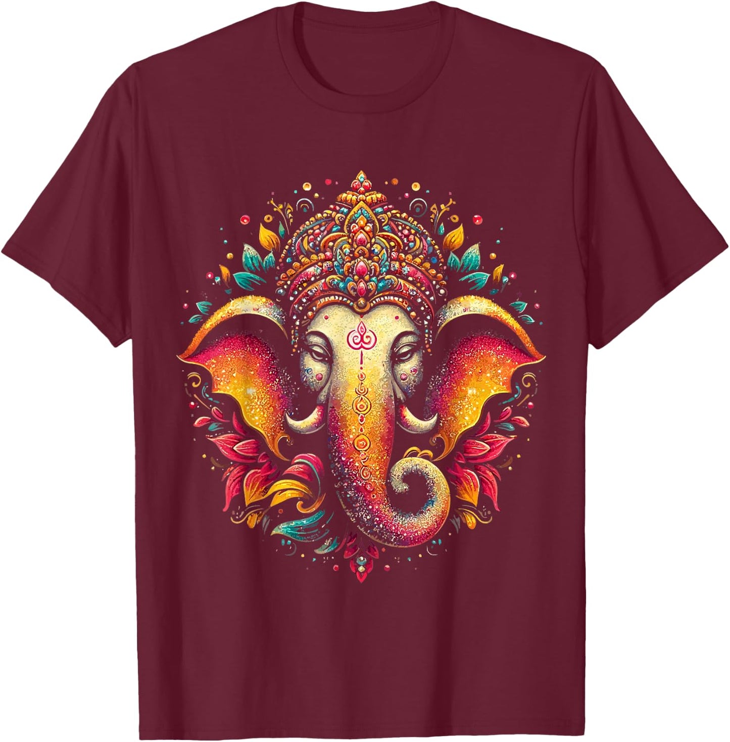 Ganesh Symbol Yoga Hindu Elephant God Ganesha Puja T-Shirt - T-Shirt | Maroon