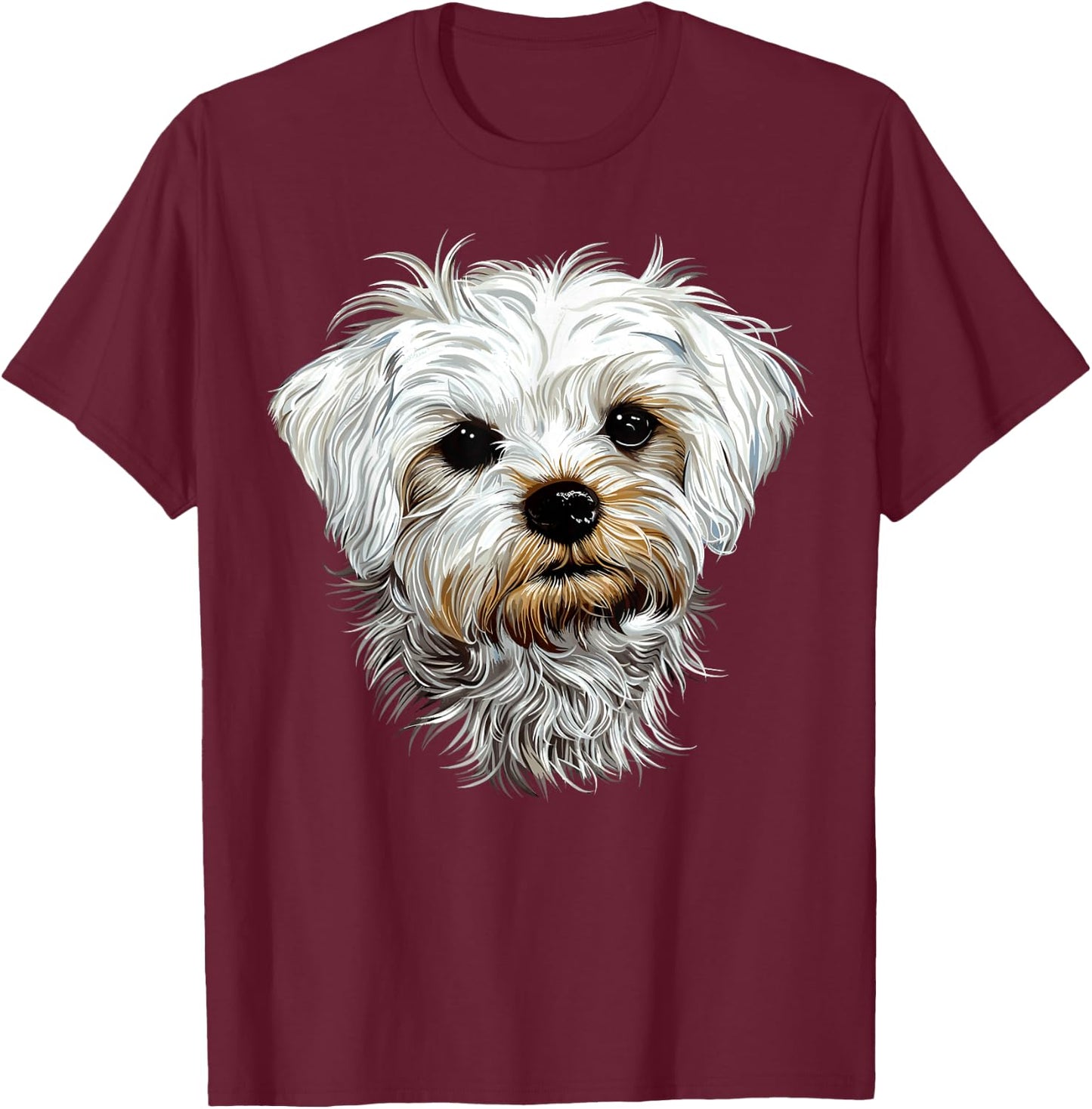 Bichon Maltese Small Dog Bichon Maltese Love Cute , Black, S T-Shirt - T-Shirt | Maroon