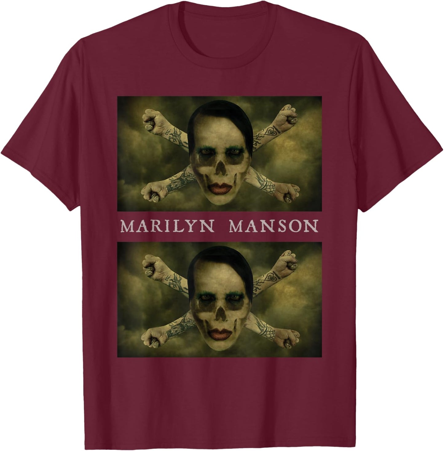 Marilyn Manson – Crossbones , Black, S T-Shirt - T-Shirt | Maroon