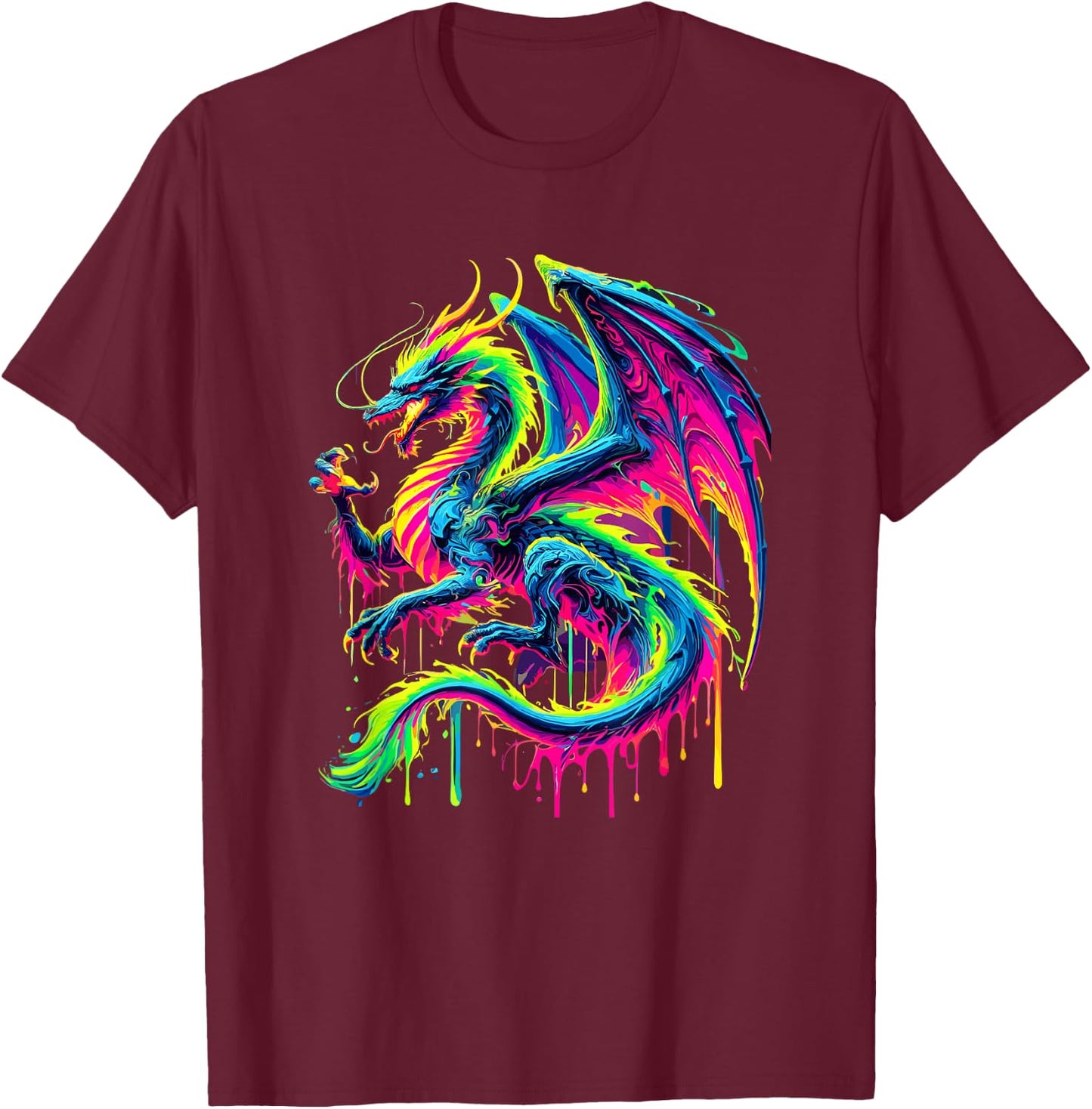 Paint Art Dragon Dragons T-Shirt - T-Shirt | Maroon