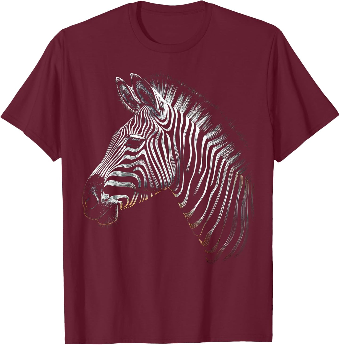 Zebra Lover Artwork | Animal Motif Zebra T-Shirt - T-Shirt | Maroon