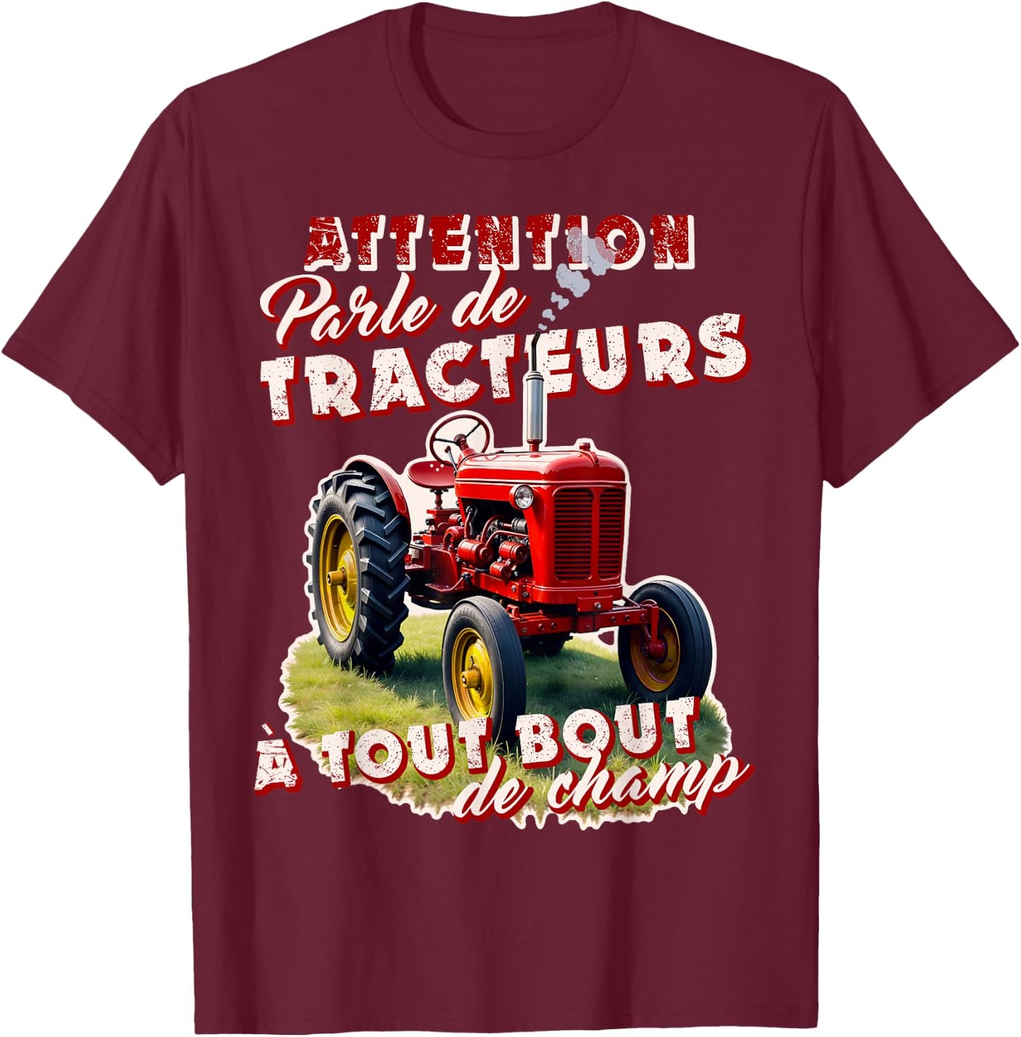 Tractor Farmer Gift Tractor Old Humorous , Black, S T-Shirt - T-Shirt | Maroon