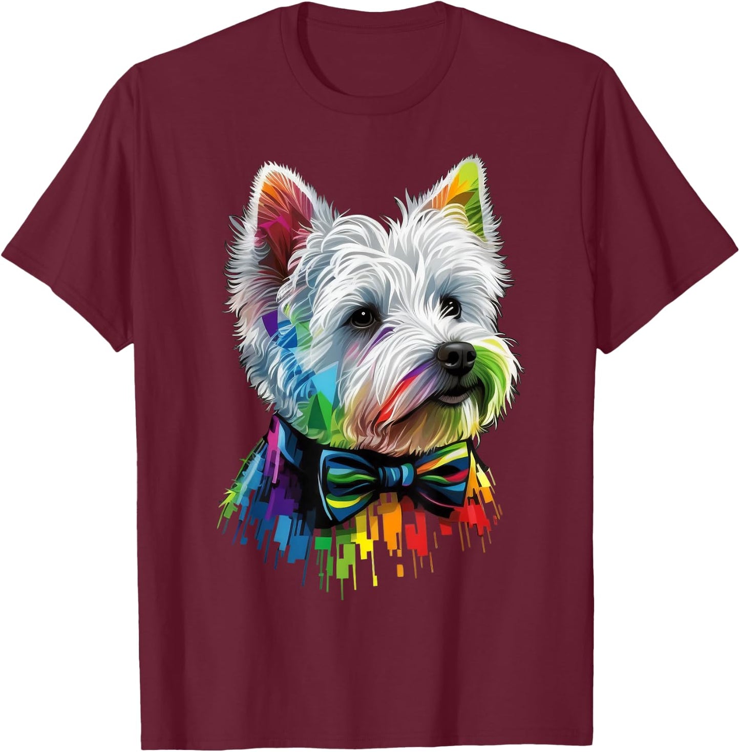 Westie Gay Pride Dog LGBT Rainbow Flag on Westie LGBTQ Men Women Kids T-Shirt - T-Shirt | Maroon