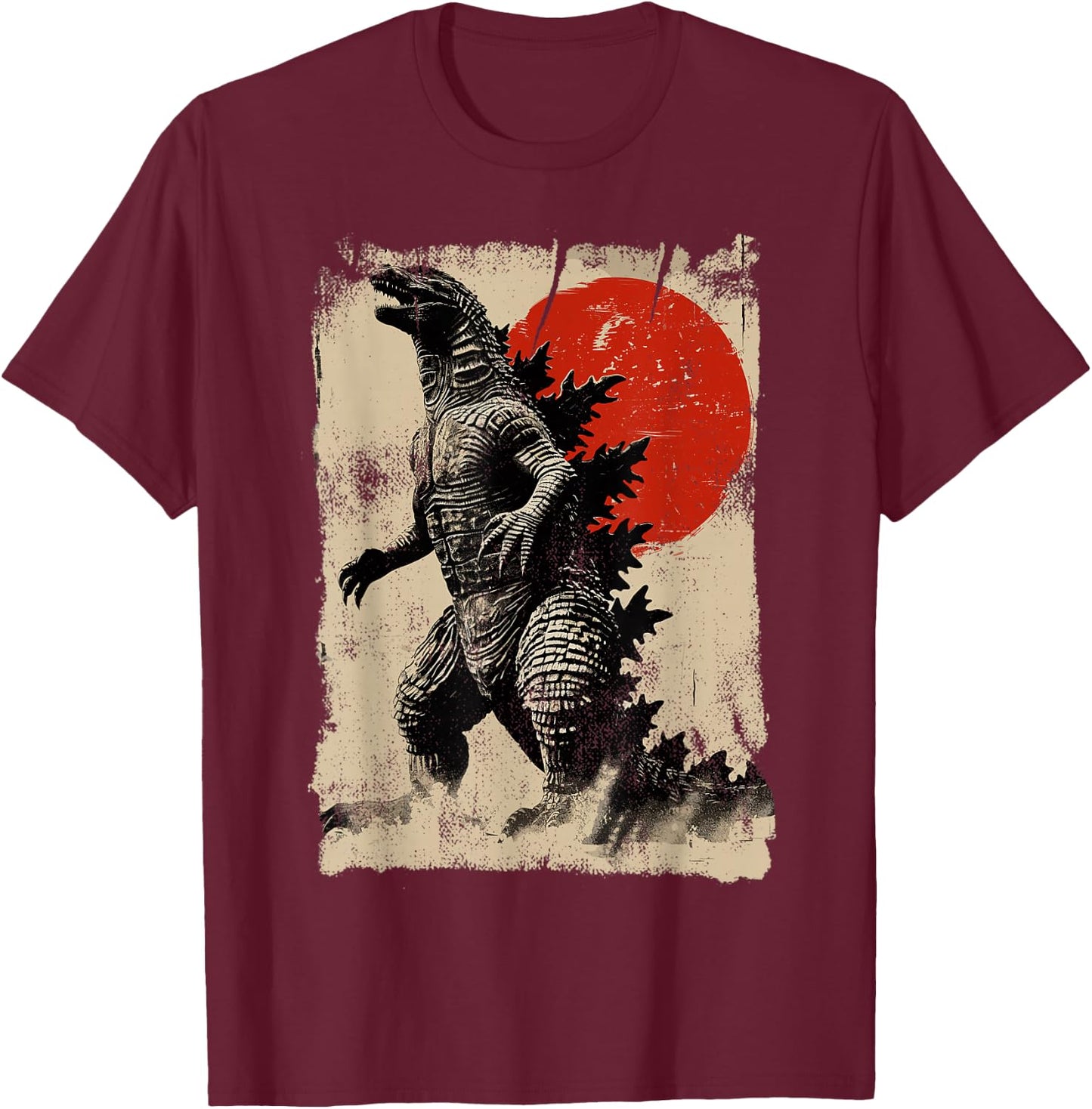 Retro Vintage Japanese Art Legendary Rare Kaiju , black T-Shirt - T-Shirt | Maroon