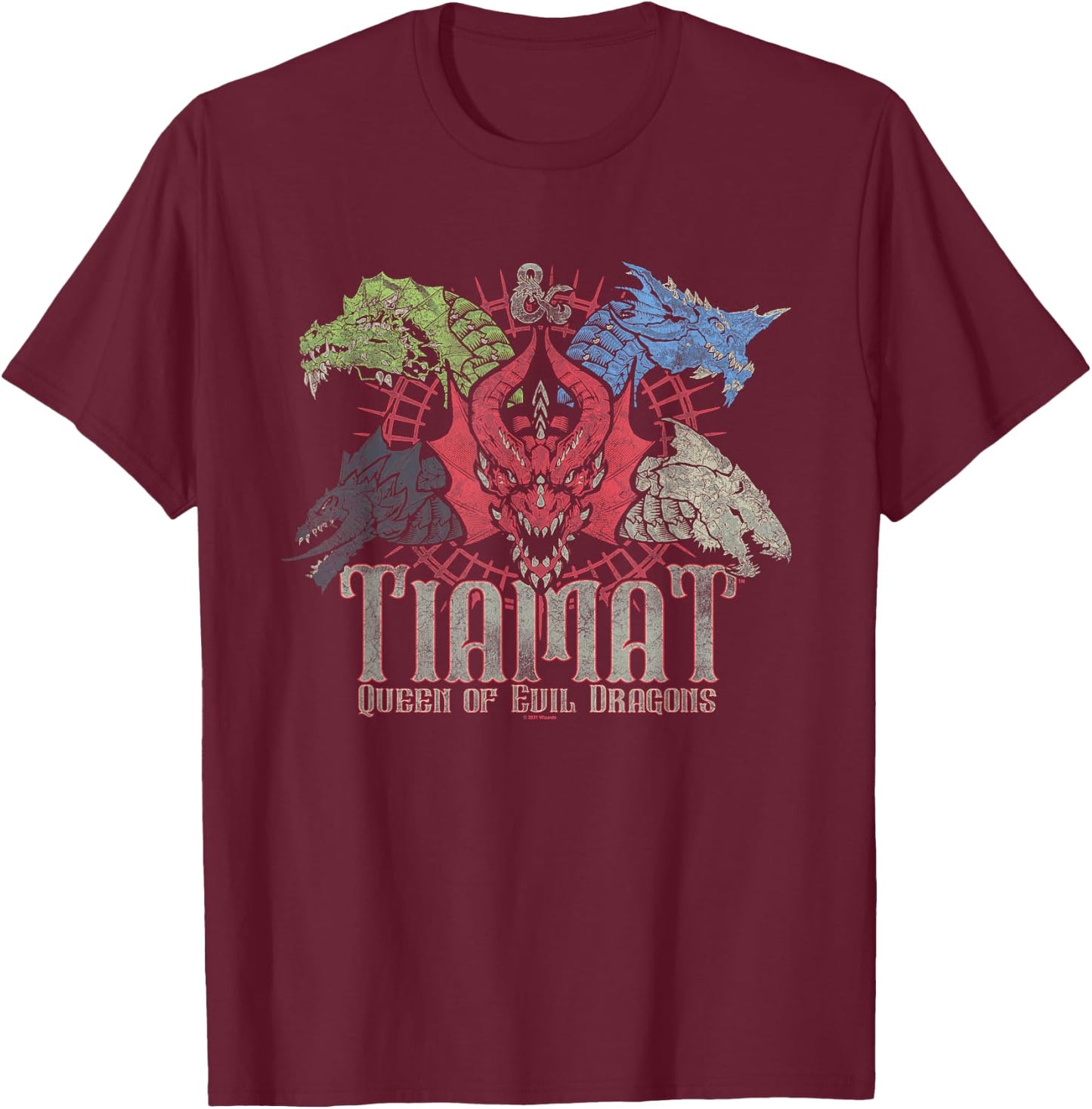 Dungeons & Dragons Queen of Evil Tiamat T-Shirt - T-Shirt | Maroon