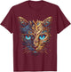 Cat Fantasy Blue Eyes Mandala Animal Art Cat , black T-Shirt - T-Shirt | Maroon