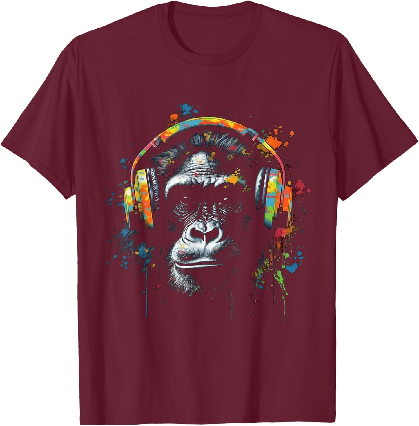 Monkey Music Colourful Musicians Animal Theme Animal Jungle Art Monkey T-Shirt - T-Shirt | Maroon