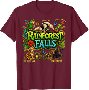 Rainforest Falls VBS 2026 Bible Christian Men Women Kids T-Shirt - T-Shirt | Maroon