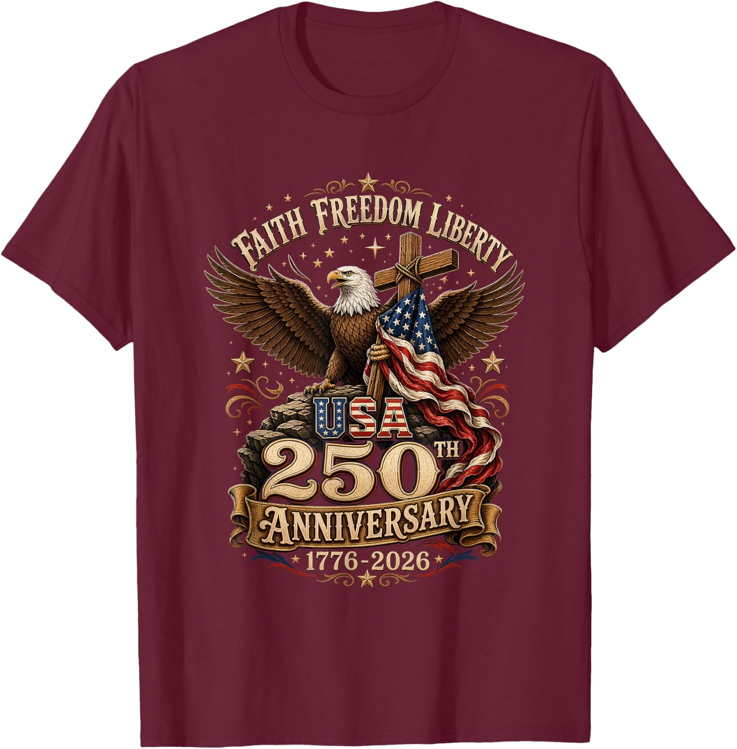 USA 250th Anniversary T-Shirt - T-Shirt | Maroon