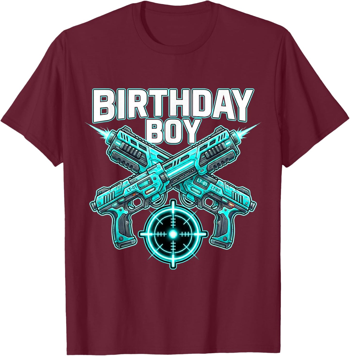 Laser Tag Birthday Shirt Laser Tag Party Boys Birthday Boy T-Shirt - T-Shirt | Maroon
