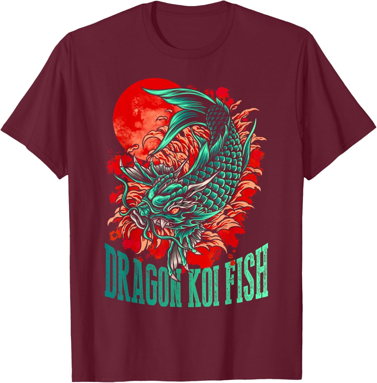 Dragon Koi Fish T-Shirt - T-Shirt | Maroon