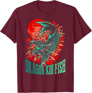 Dragon Koi Fish T-Shirt - T-Shirt | Maroon