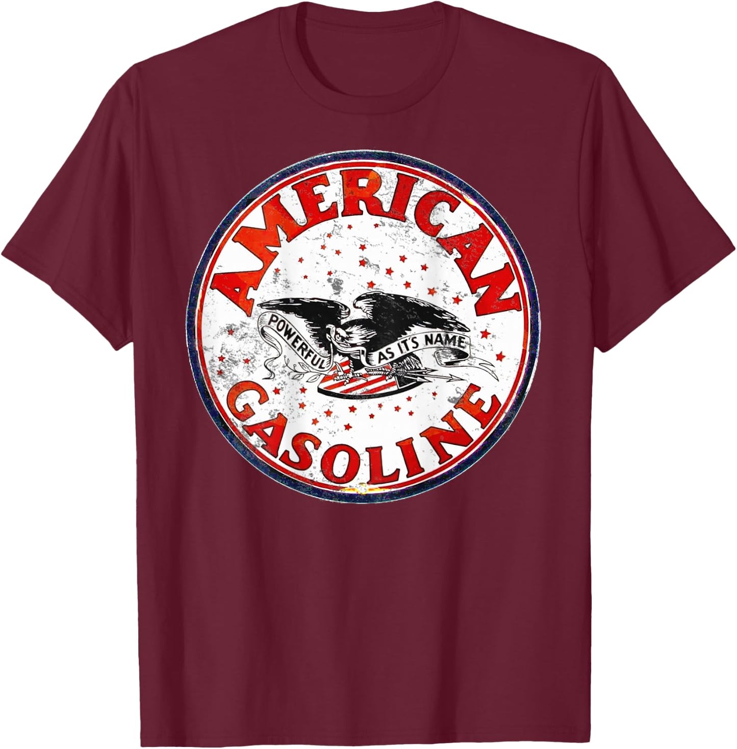 Back Only Print Retro Vintage Gas Station American Gasoline T-Shirt - T-Shirt | Maroon