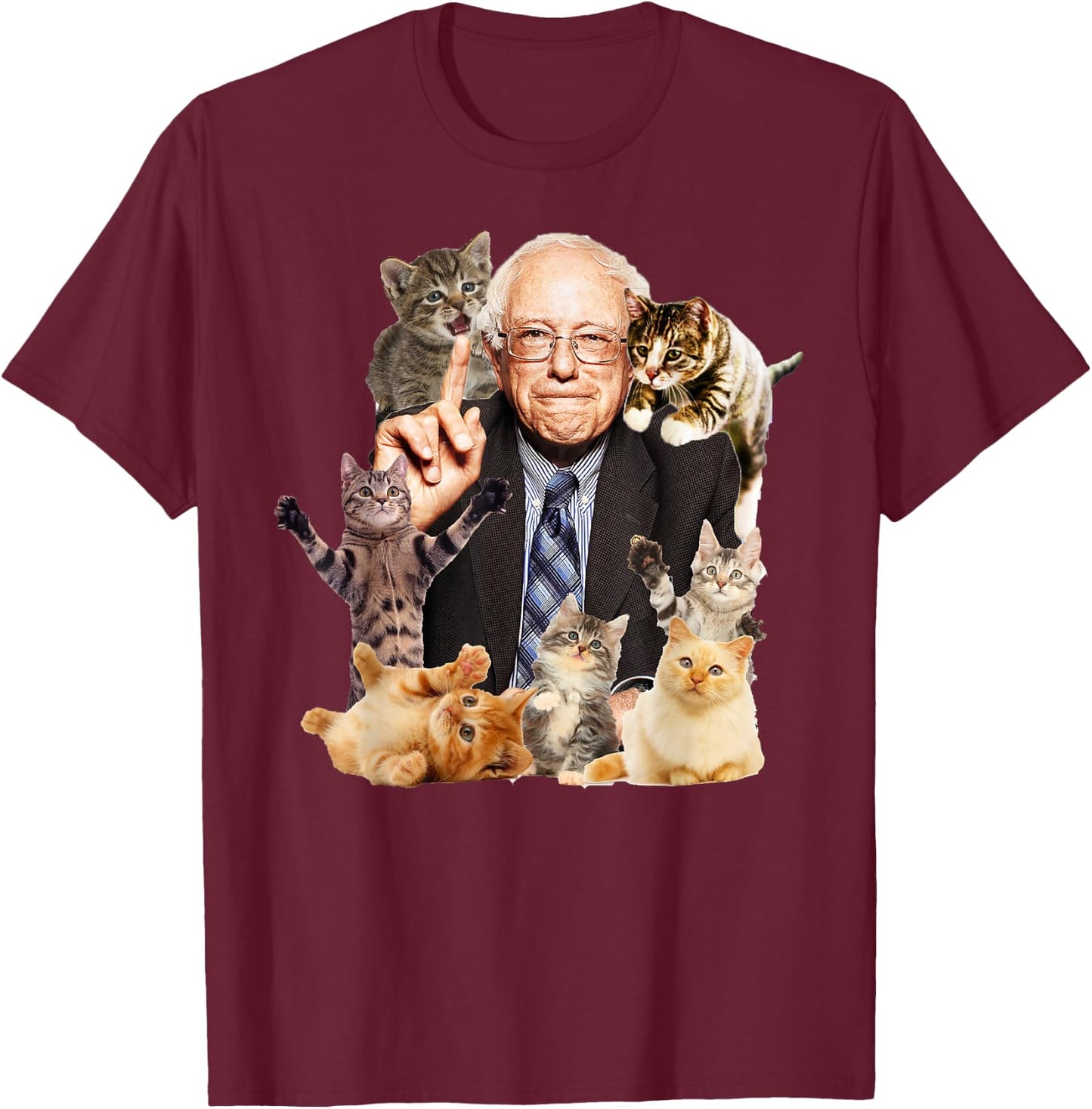 Bernie and Cats - Feel the Purr T-Shirt - T-Shirt | Maroon