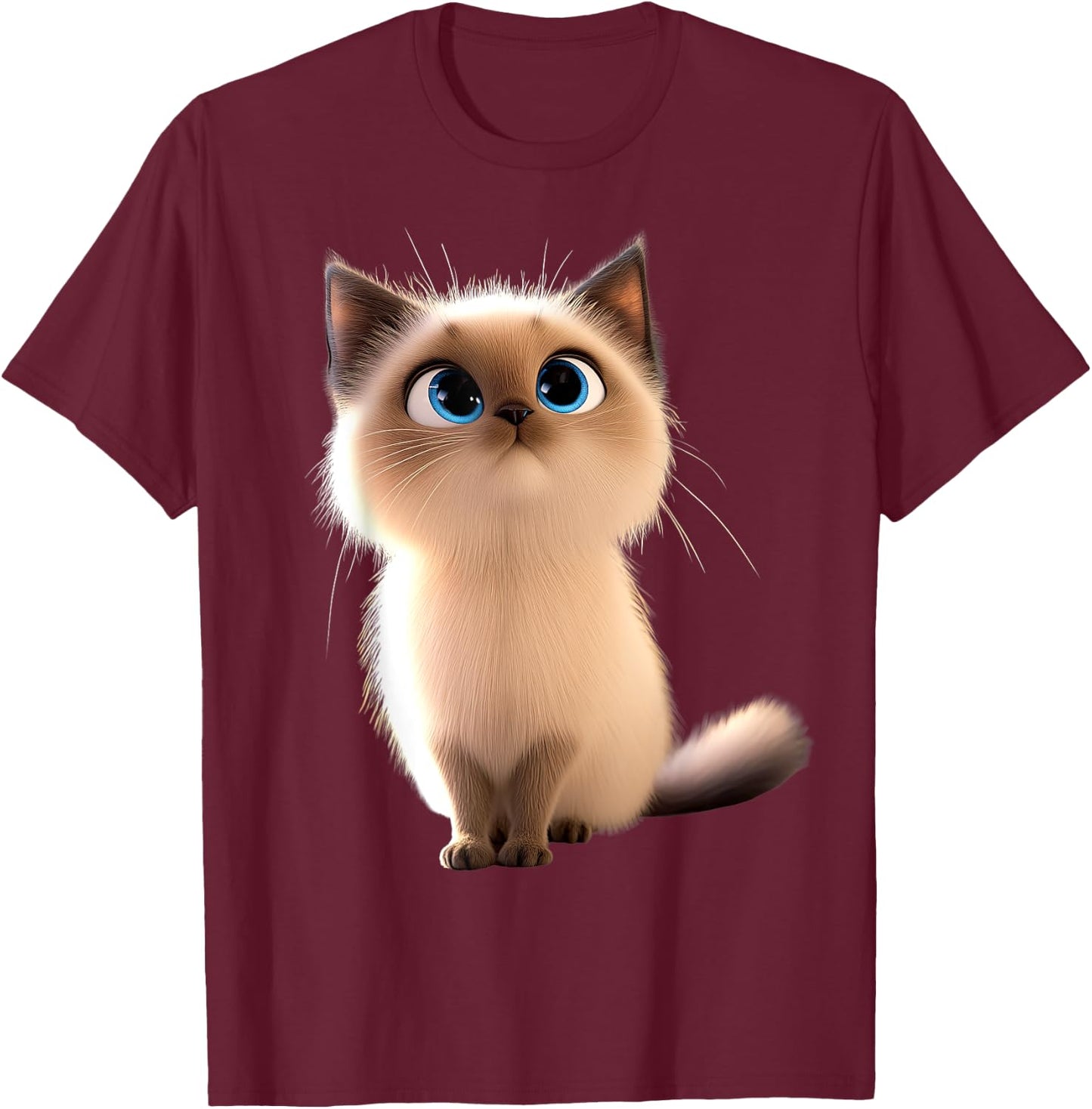 Burma Sacred Cat Burmese Cat Sweet Burma Cats , Black, S T-Shirt - T-Shirt | Maroon