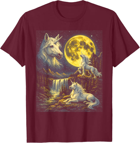 Unicorn Howling at The Moon Funny Animal Cursed Meme T-Shirt - T-Shirt | Maroon