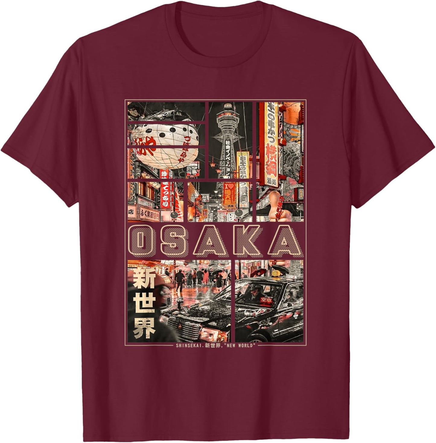 Japan Osaka Vaporwave in Japanese Retro Vibes Aesthetic T-Shirt - T-Shirt | Maroon