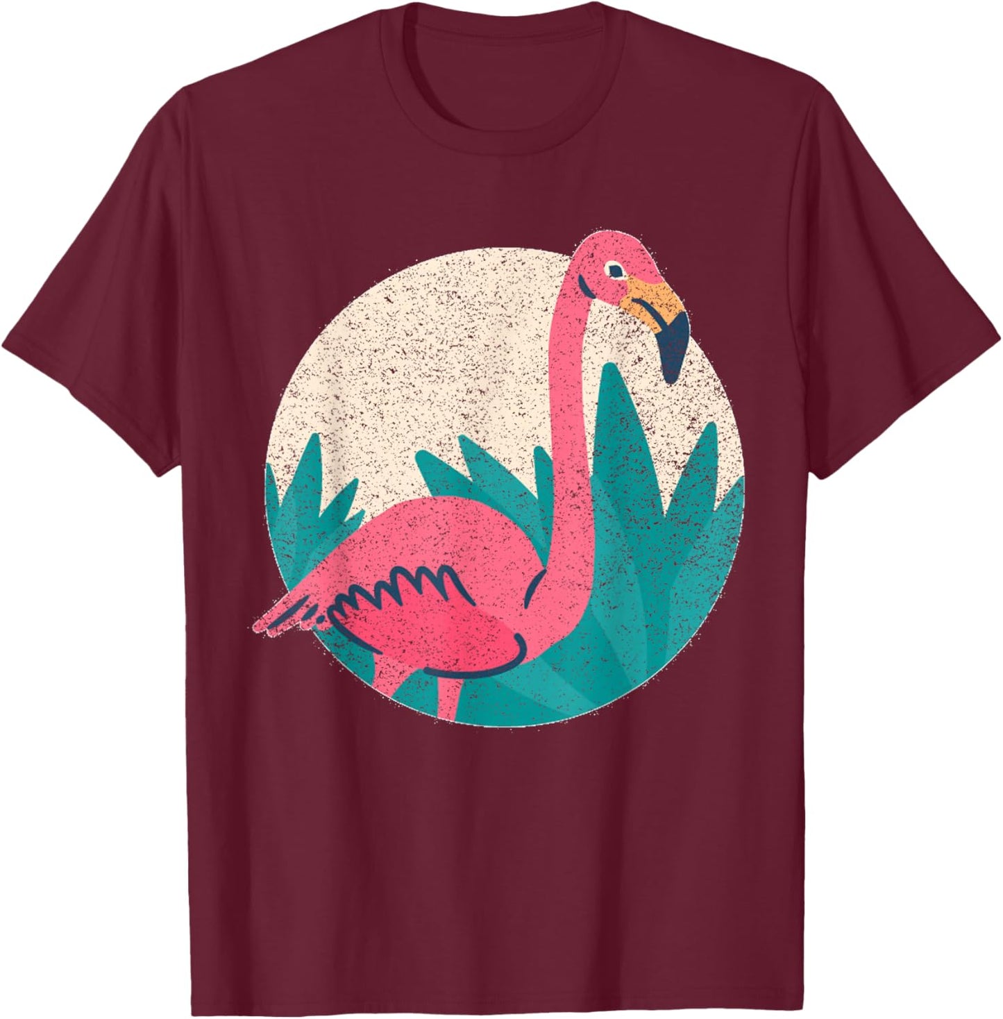 Vintage Flamingo - Distressed Vintage Style Animal T T-Shirt - T-Shirt | Maroon