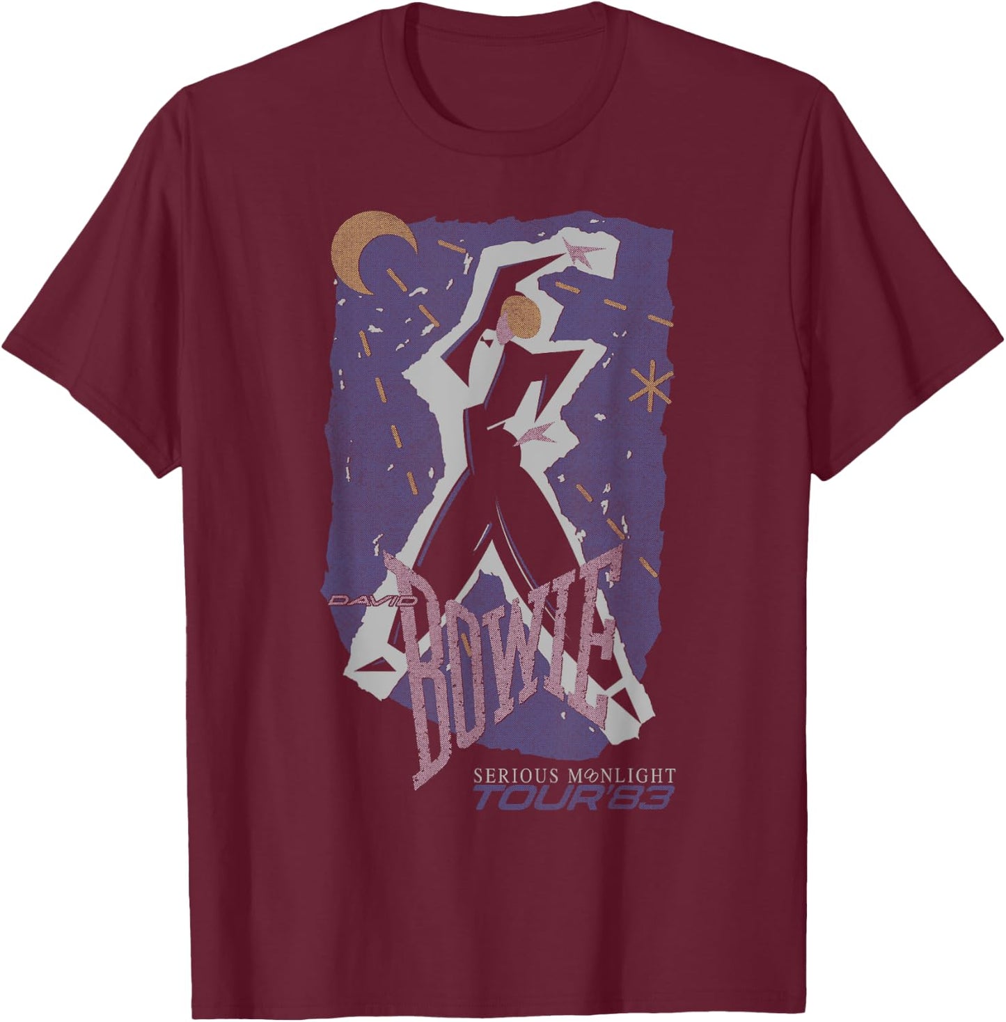 David Bowie - Serious Moonlight Tour 1983 , Black T-Shirt - T-Shirt | Maroon