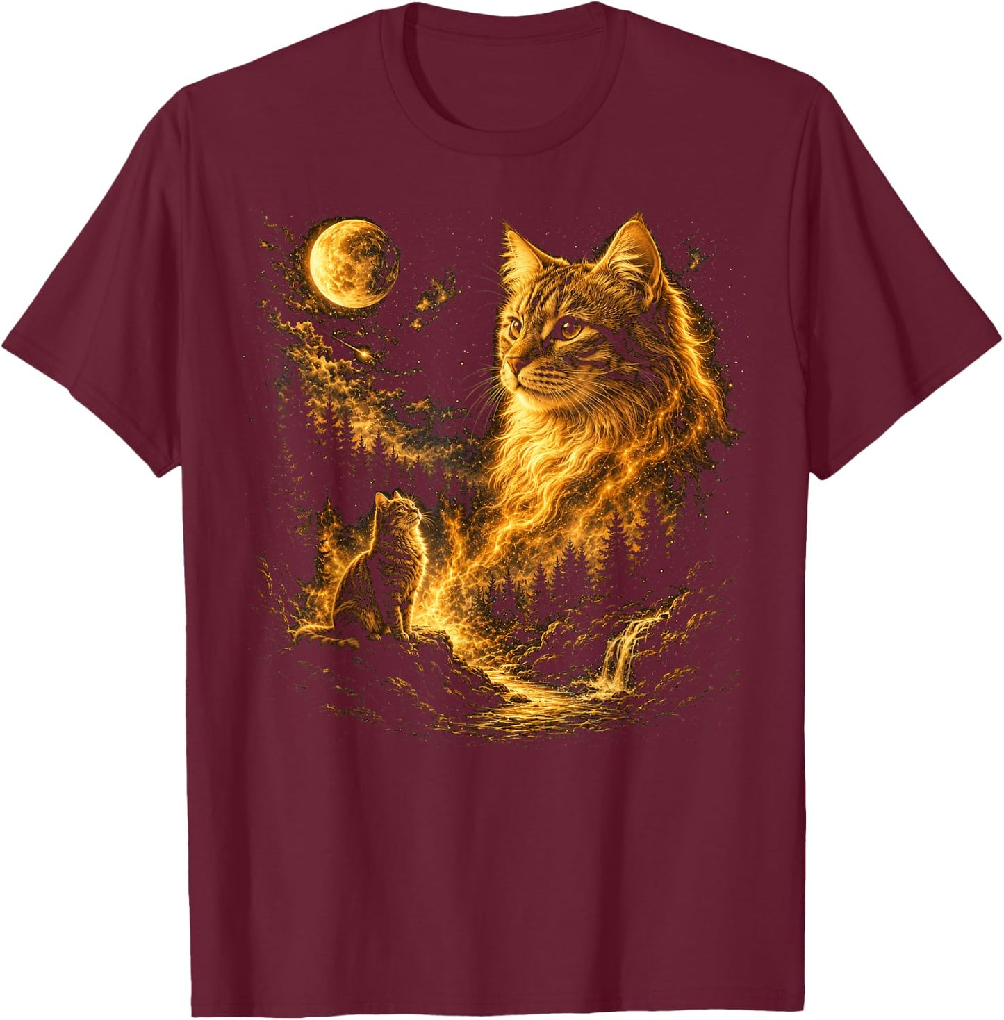Cat Men Kids Boys Cute Cat Dad Vintage T-Shirt - T-Shirt | Maroon
