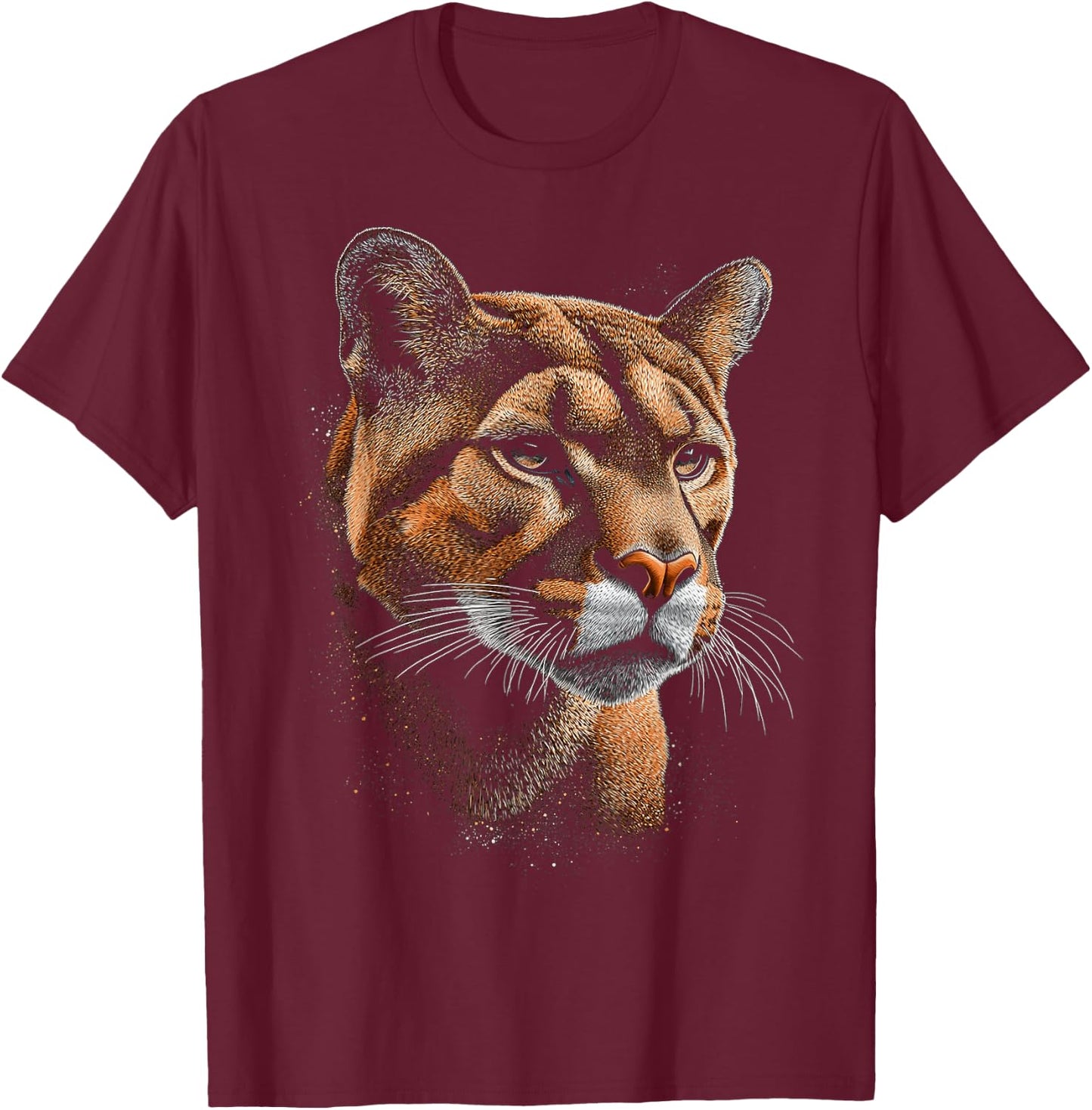 Puma Animal Motif Art Puma , black T-Shirt - T-Shirt | Maroon