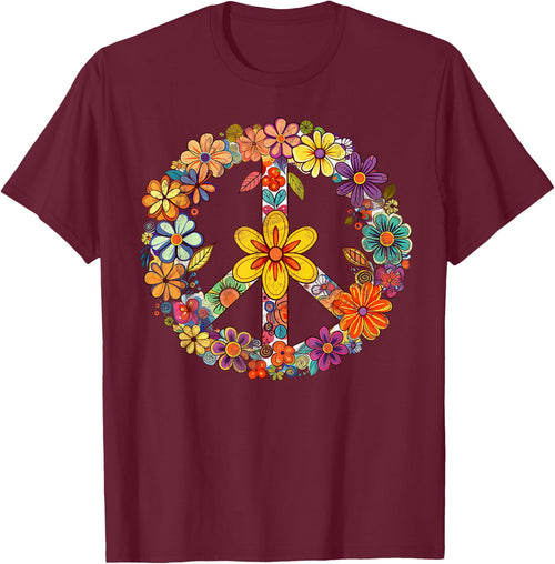 Groovy Tie Dye Peace Love Flowers Retro Hippie , black