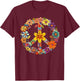 Groovy Tie Dye Peace Love Flowers Retro Hippie , black T-Shirt - T-Shirt | Maroon