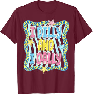 Preppy I Dilly and I Dally Leopard Coquette for Girls Women T-Shirt - T-Shirt | Maroon