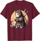 Samurai Cat Warrior Japanese Ninja Cat Kawaii T-Shirt - T-Shirt | Maroon